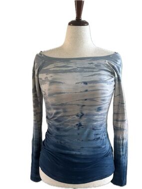 Hard Tail | Off the Shoulder Tie Dye Shirt | shades of Blue and Gray | size M